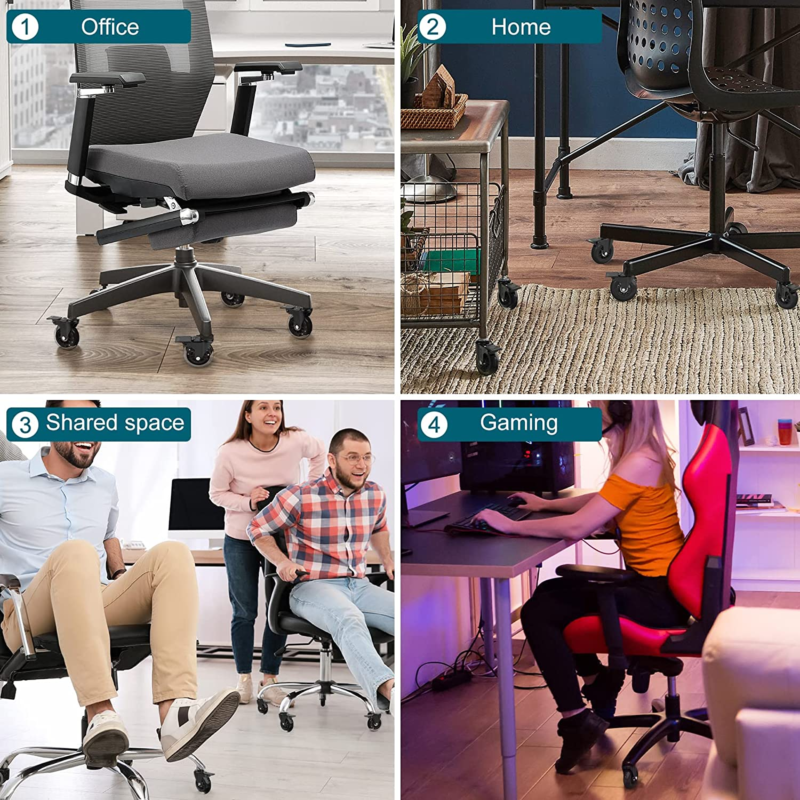Office Chair Caster Wheels Set of 5 with Brake, Tile, Hardwood Floors & Carpets