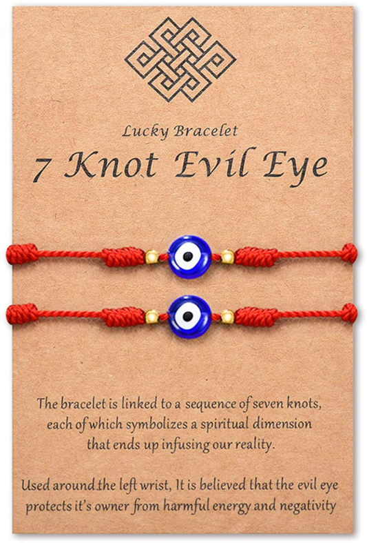 Evil Eye 7 Knot Lucky Bracelets Adjustable Red String Amulet