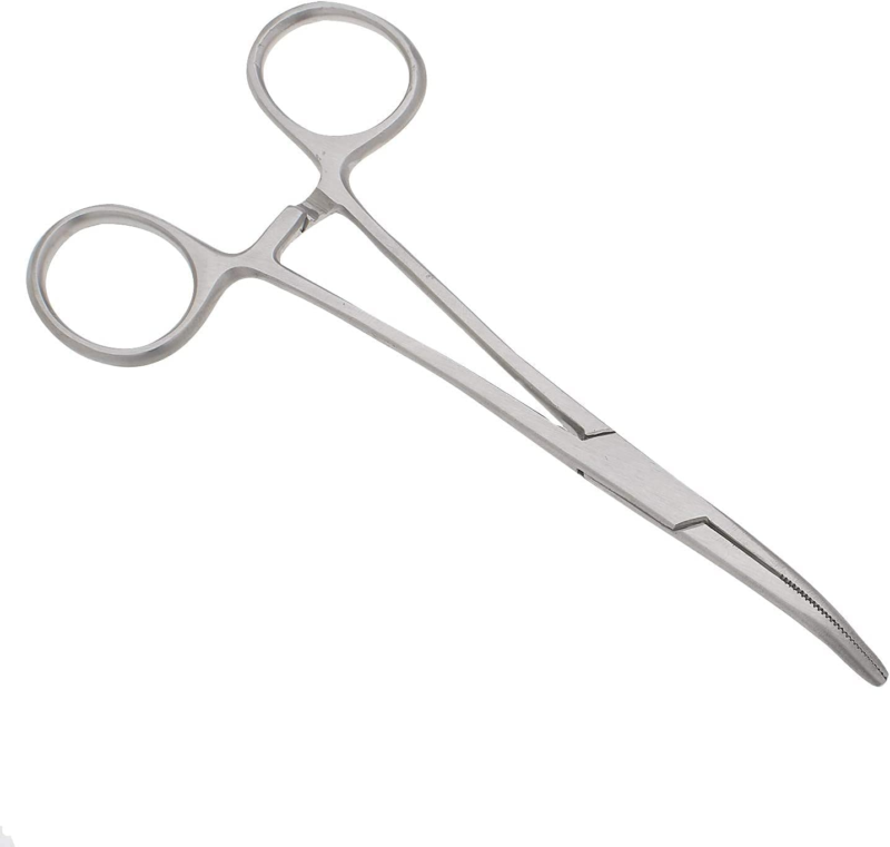 Pair of Fishing Forceps, Straight and Curved, Stainless Steel 