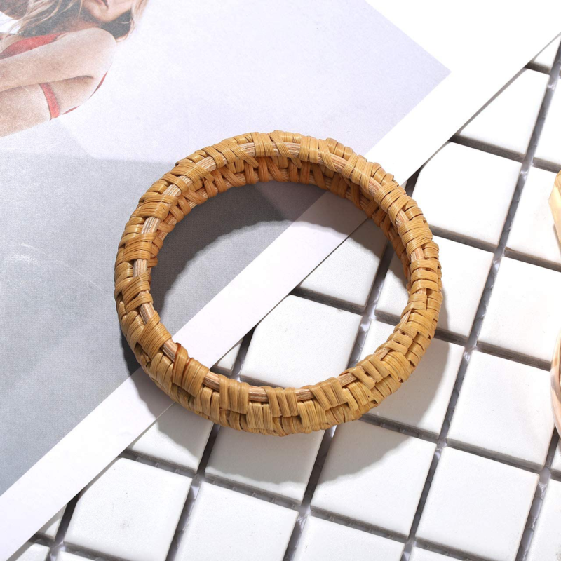 HEIDKRUEGER Rattan Bracelet for Women Handmade Lightweight Straw Wicker Braid Wo