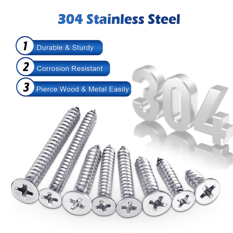 520PCS Wood Screws Assortment Kit - Stainless Steel Self Tapping Screw Set, Asso