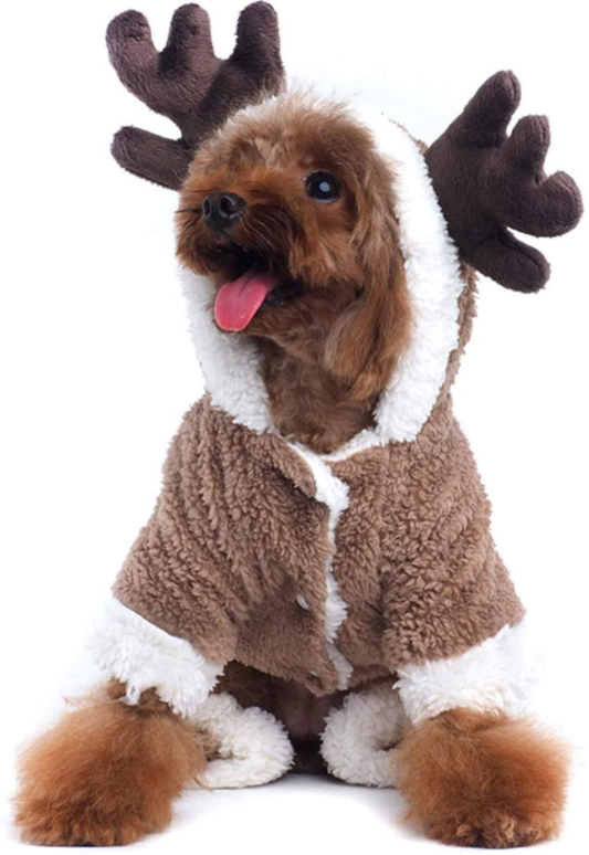 Dog Reindeer Costume Velvet Pajamas, Size Medium