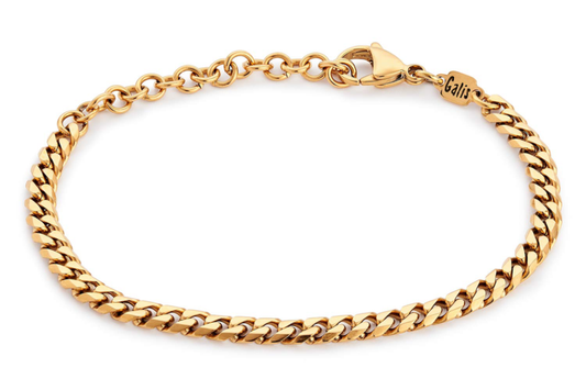 Handmade Cuff Chain Bracelet For Men Made Of Gold Plated Over Stainless Steel By