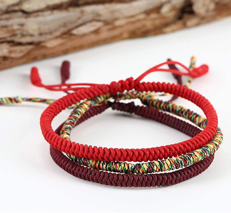 Men Women Chinese Lucky Red String Bracelet Tibetan Buddhist Prayer Handmade Yog