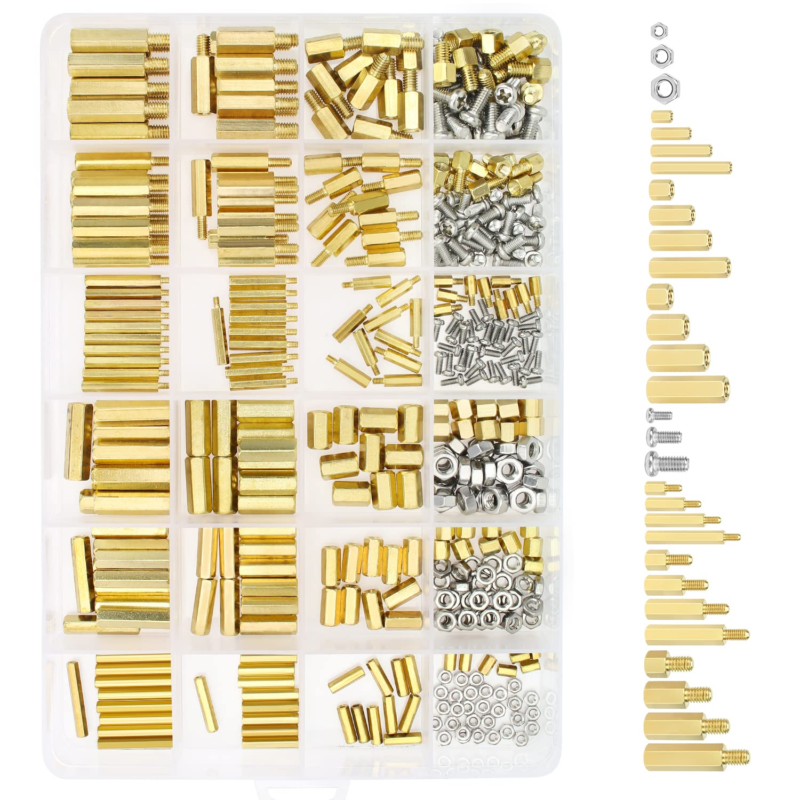 420 Pc M2.5 M3 M4 Male Female Hex Brass Spacers Standoffs Screws Nuts Assortment