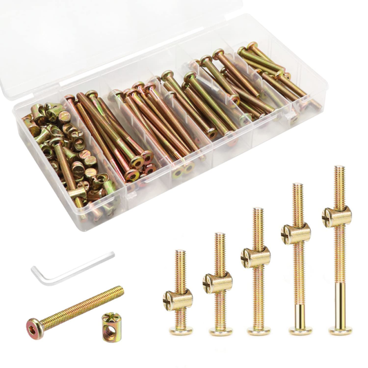 Crib Screws Hardware Replacement Kit - 24 Set Bed Frame Bolts & Barrel Nuts