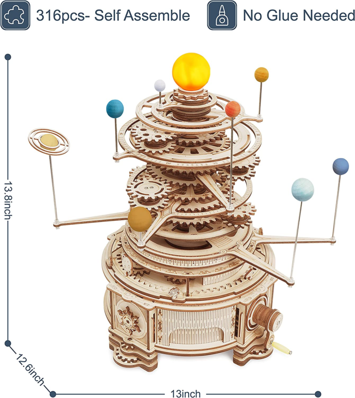 3D Wooden Puzzle Solar System Model Kit for Adults 