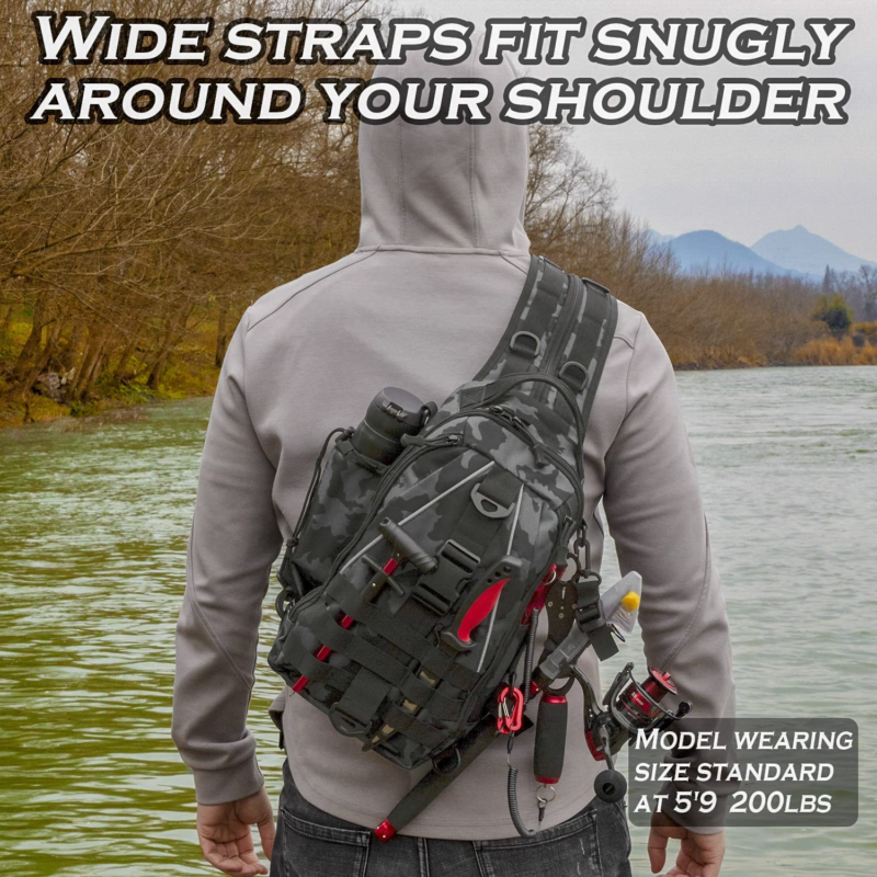 Fishing Backpack Tackle Sling Bag - Fishing Backpack with Rod Holder - Tackle Bo