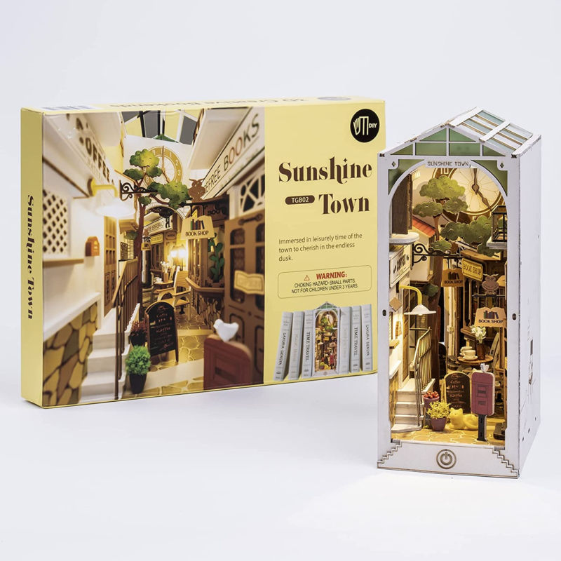 Book Nook Kit with Sensor Light 3D Wooden Puzzle (Sunshine Town)