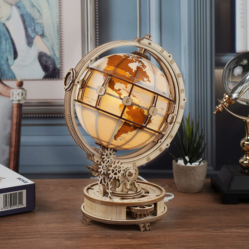 3D Wooden Puzzle Globe Model Kit for Adults to Build  