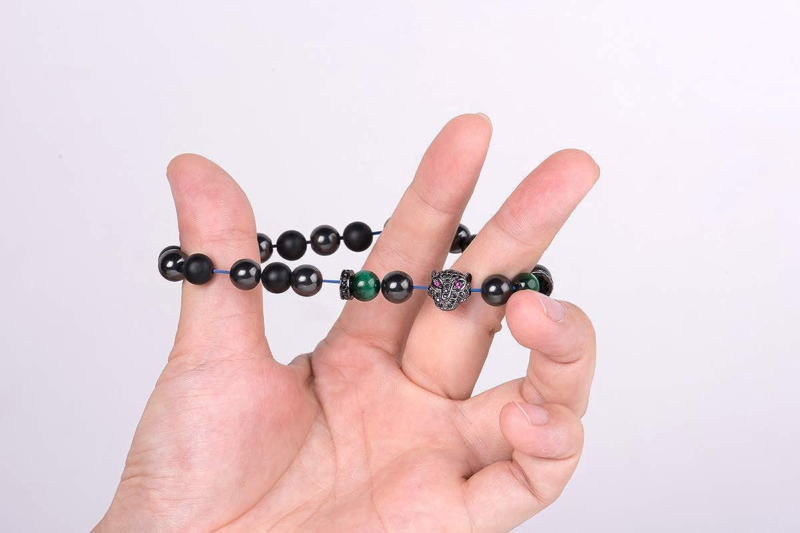 Black Panther Natural Stone Anxiety Bracelet Healing Crystals, Magnetic