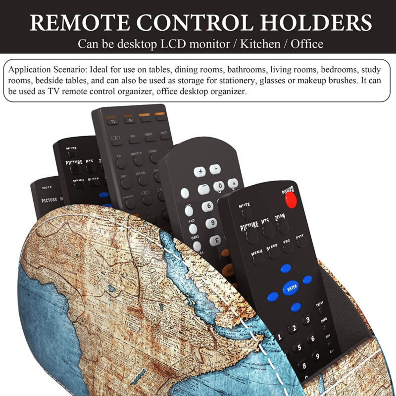 Remote Control Holder, PU Leather Remote Caddy Desktop Organizer 
