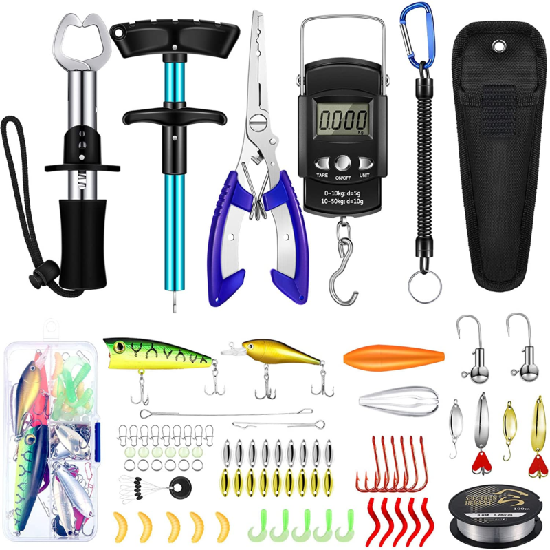 134 Pcs Fishing Tool Kit Fishing Gear and Equipment Fishing Pliers Kit Fish Hook