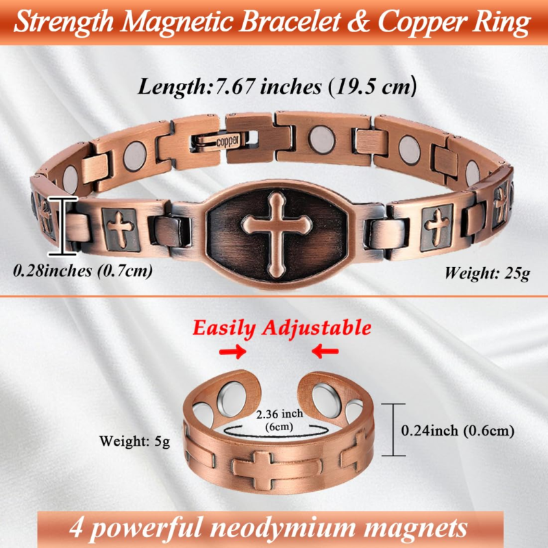 Copper Bracelets for Women, Magnetic, 99.99% Pure Copper Adjustable 