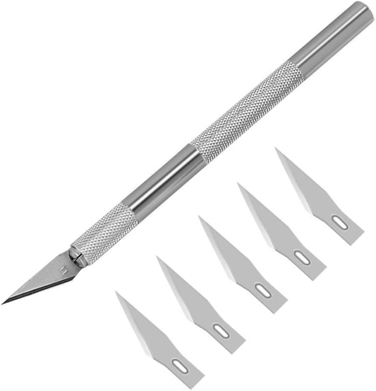 Professional Stainless Steel Precision Hobby Knife Razor Tool w/ 5 Spare Blades