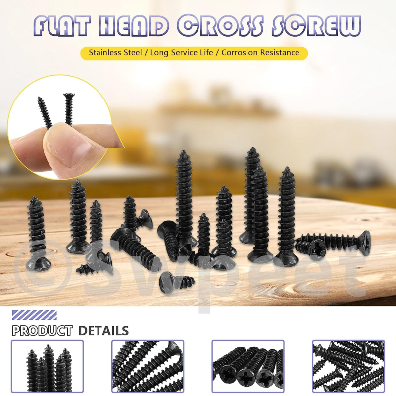 1295Pcs 5Mm 6Mm 8Mm 10Mm 12Mm 16Mm Small Wood Screws Assortment Kit, Self Drilli