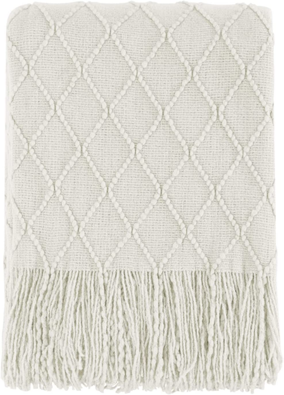 Throw Blanket-50 X60 Beige, Textured Solid Soft Sofathrow 