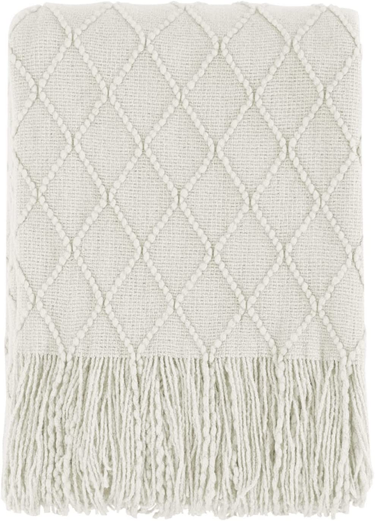 Throw Blanket-50 X60 Beige, Textured Solid Soft Sofathrow 