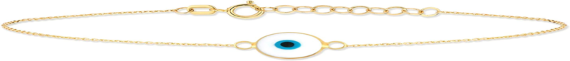 14K Solid Gold Evil Eye Bracelet for Women, Evil Eye Adjustable 6" to 7"