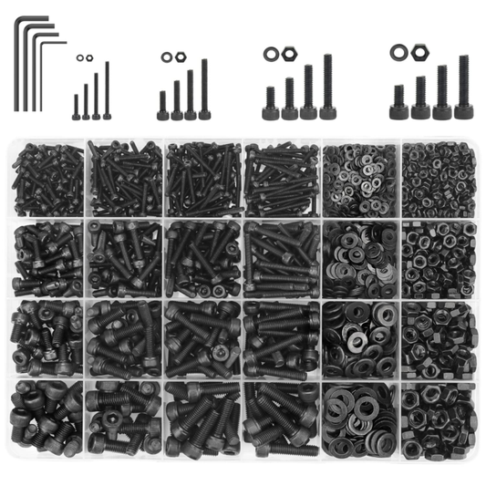 1285 Pieces M2 M3 M4 M5 Screws Nuts Washers Assortment Kit, Metric Screw Set, Bo