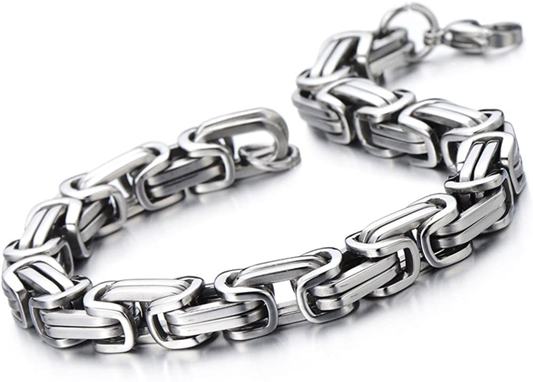 COOLSTEELANDBEYOND Masculine Style Stainless Steel Braid Link Bracelet for Men S