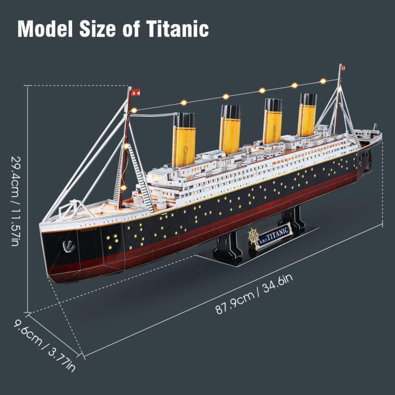 LED Titanic, 3D Puzzle 35'' Large Ship Model Craft Kit  