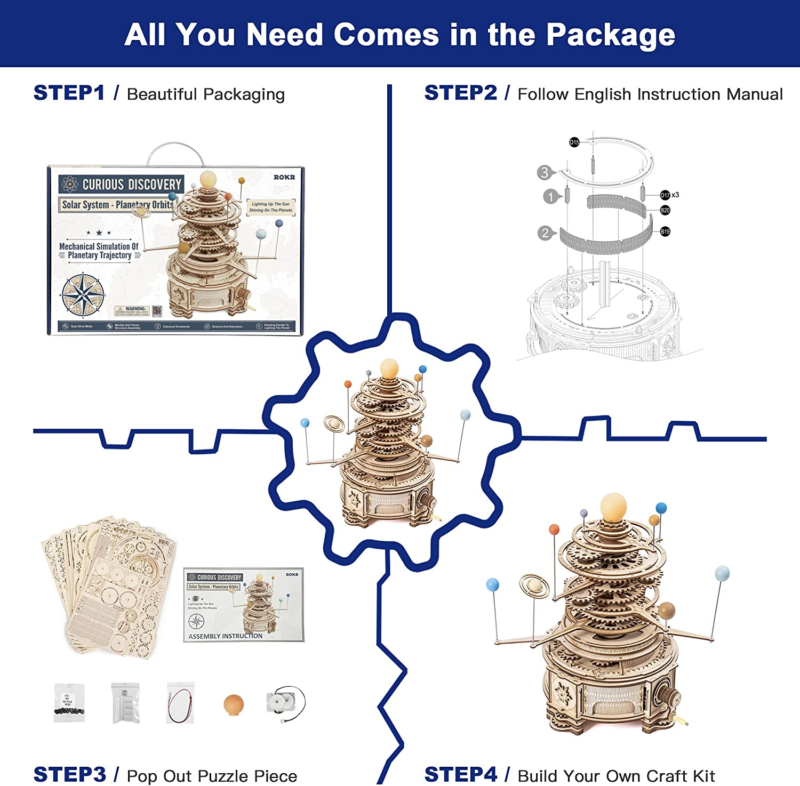 3D Wooden Puzzle Solar System Model Kit for Adults 