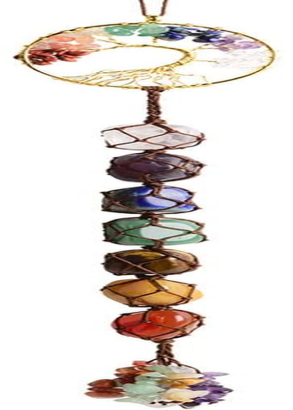 7 Chakra Stone Healing Crystal Tree of Life Wall Hanging Home Interior Decor.