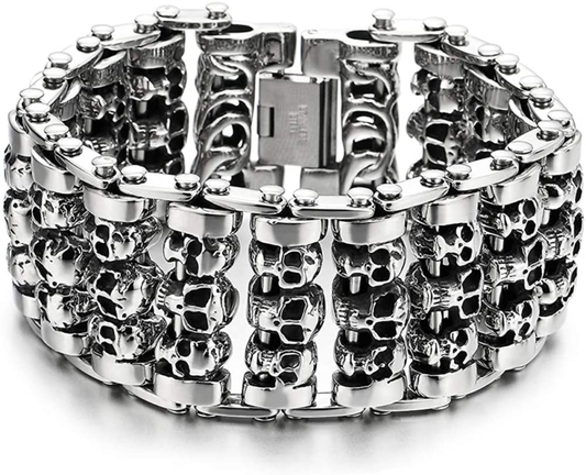 Heavy and Study Mens Steel Large Link Chain Motorcycle Bike Chain Bracelet with 