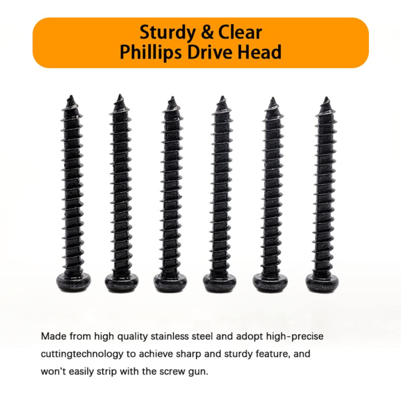 450 Pcs M3 M4 M5 Black Wood Screws Assortment Kit,High Hardness Carbon Steel Sel