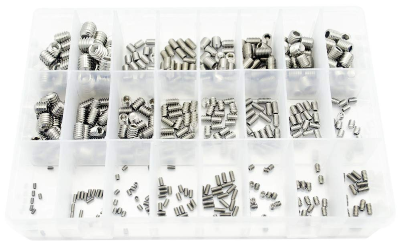 480Pcs #2-56 to 3/8-16 SAE Internal Hex Drive Cup-Point Screws Assortment Kit, 2