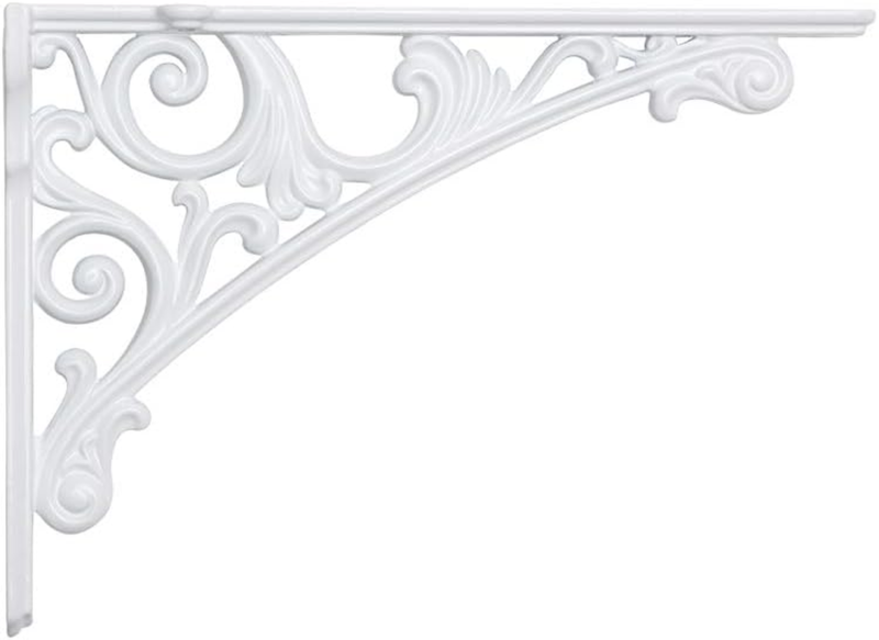 2 Pack Shelf Brackets Cast Iron, Large 7.8X 5.5 Inch (White)