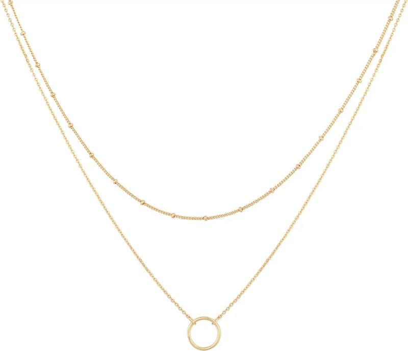 Layered Heart Necklace Pendant Handmade 18K Gold Plated Dainty Gold Choker Arrow