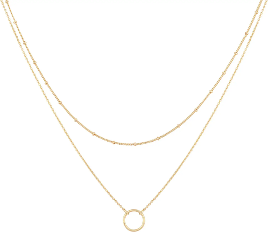 Layered Heart Necklace Pendant Handmade 18K Gold Plated Dainty Gold Choker Arrow