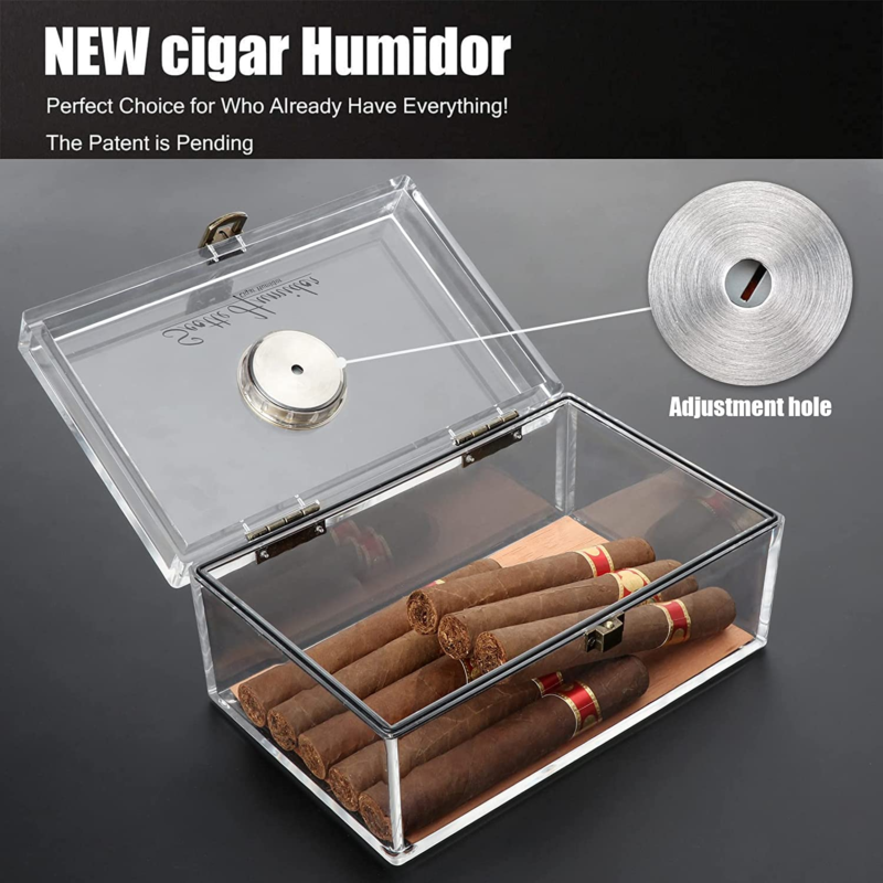 Acrylic Cigar Humidor Box with Humidifier Hygrometer Holds about 20 Cigars