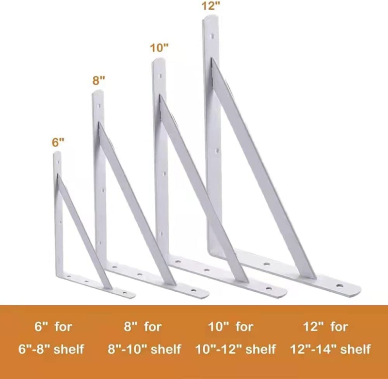 10 Inch Shelf Brackets, 8 Pack Heavy Duty  ( White)