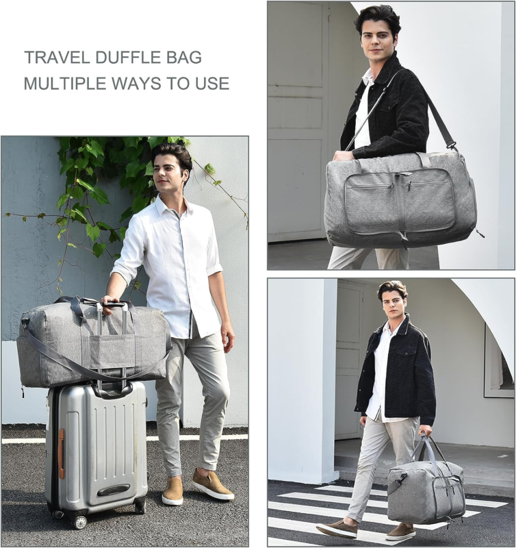 Travel Duffle Bag for Men - with Shoes Compartment - Waterproof & Tear Resistant