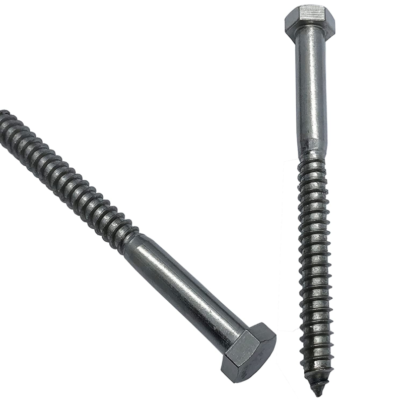 1/4" X 4" - 304 Grade Stainless Steel Lag Screws, Hex Head Fasteners, Stainless 