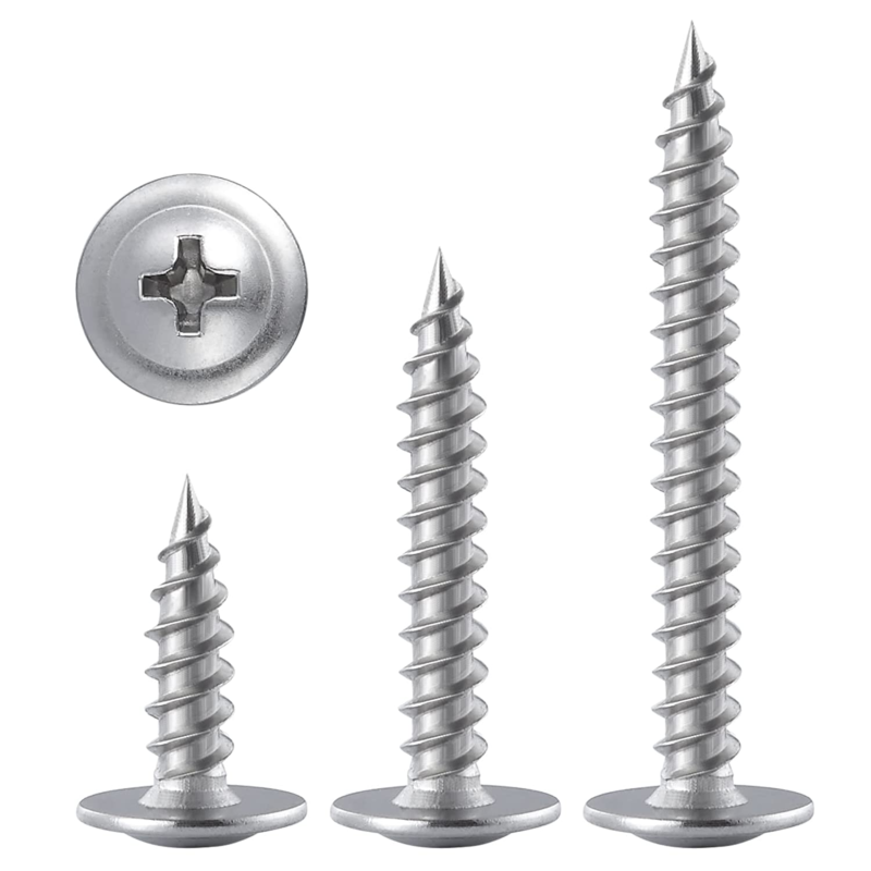 (200 Pcs)#8×1-1/4" Phillips Truss Head Wood Screws Stainless Steel 410 Quick Met