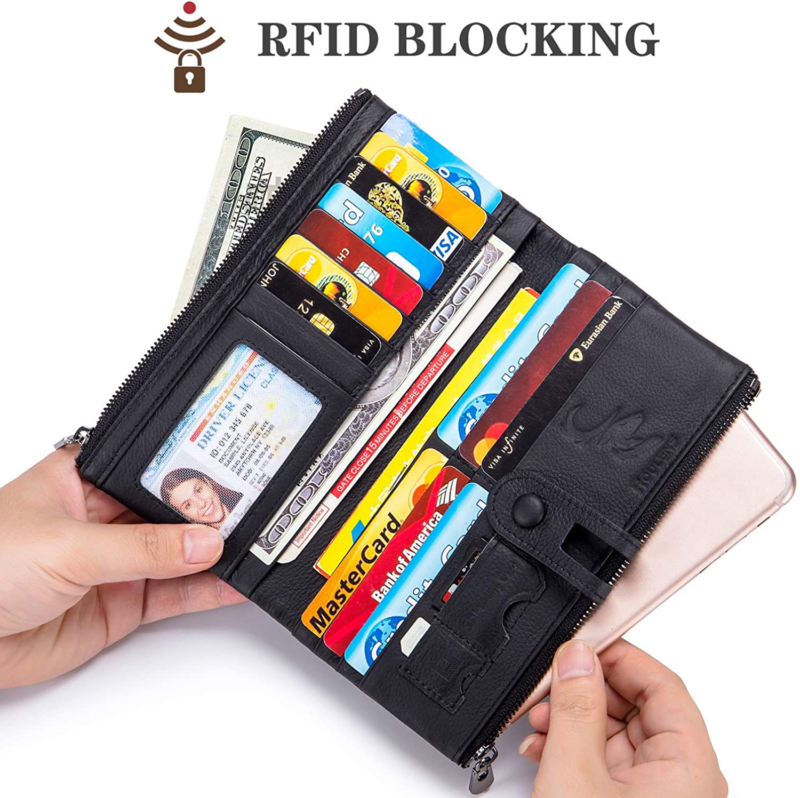 ROULENS Wallet for Women Genuine Leather Card Holder Phone Checkbook Organizer Z