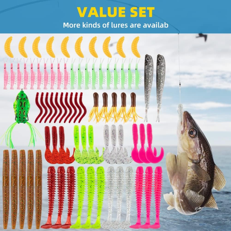 Fishing Lures Fishing Accessories Including Spoon Lures and Soft Plastic Worms  