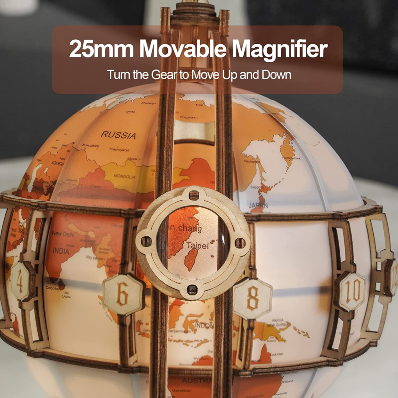 3D Wooden Puzzle Globe Model Kit for Adults to Build  