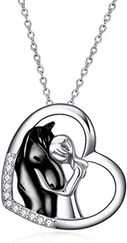 Horse Pendant Necklace 925 Sterling Silver for girls.