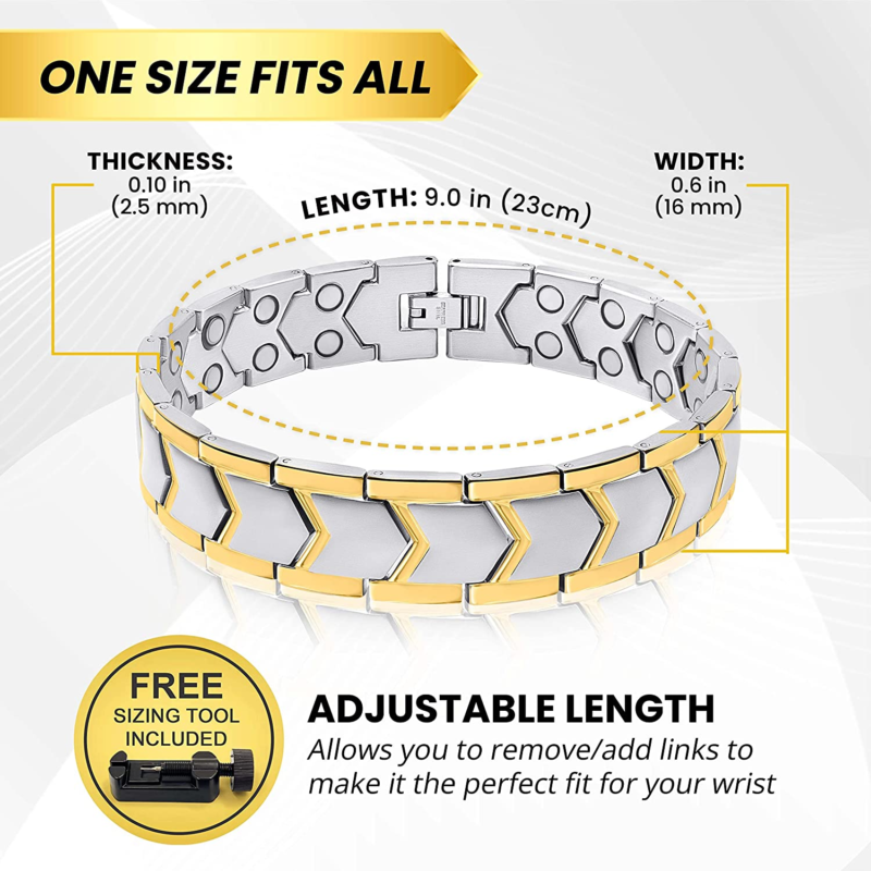 ® Ultra Strength Magnetic Bracelet - Stainless Steel  for Men - Adjustable 