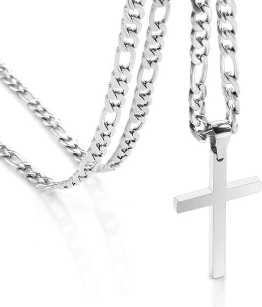 Cross Necklace for Men - Stainless Steel Silver/Gold  