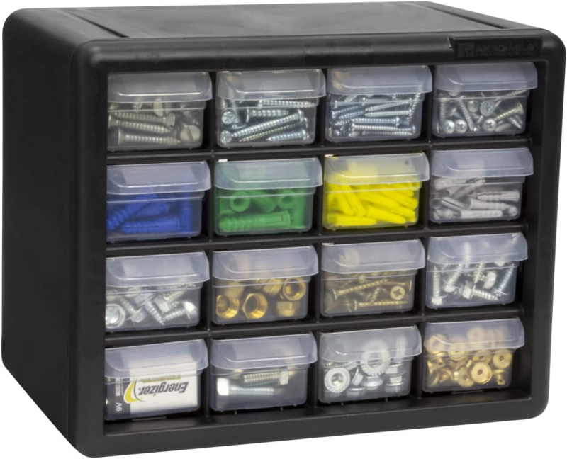 16 Drawer Plastic Parts Storage Hardware and Craft Cabinet, 10-1/2-Inch W X 6-1/