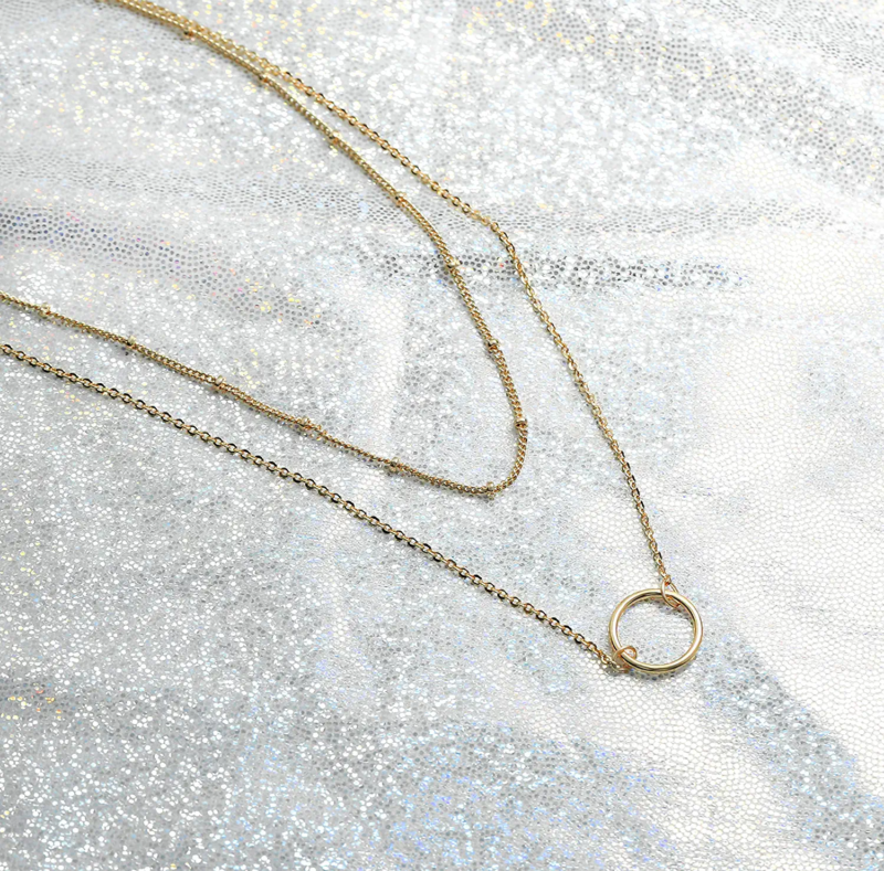 Layered Heart Necklace Pendant Handmade 18K Gold Plated Dainty Gold Choker Arrow