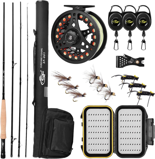 Fly Fishing Rod and Reel Combo Starter Kit Outfit 4 Piece 