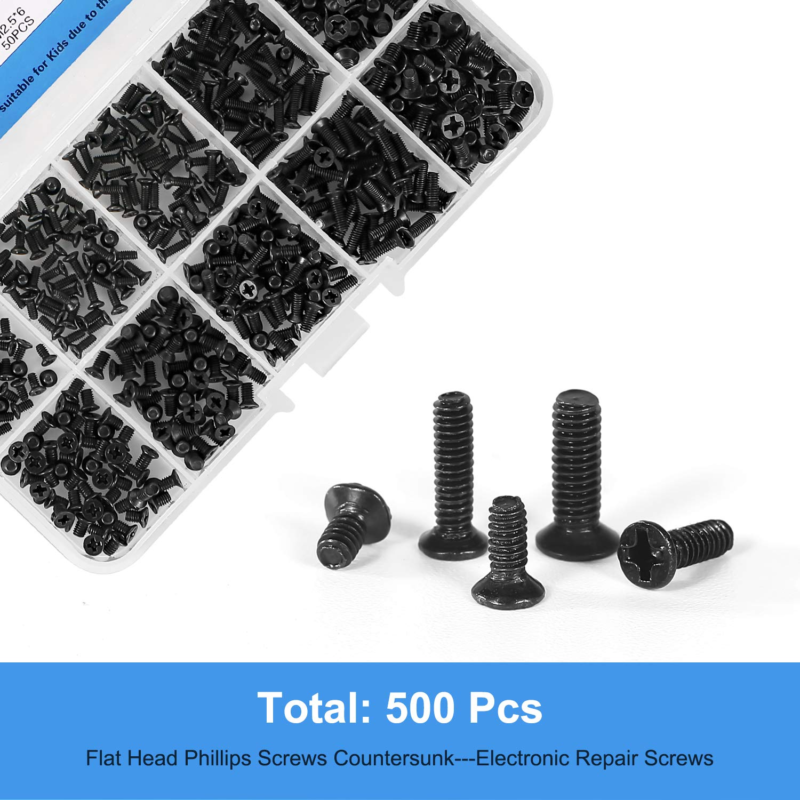 500Pcs M2 M2.5 M3 Laptop Notebook Computer Replacement Screws Kit, PC Flat Head 