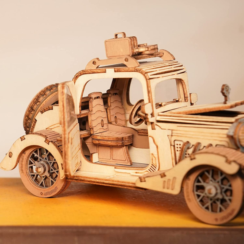 3D Wooden Puzzle Retro Car Model - (Vintage Car)